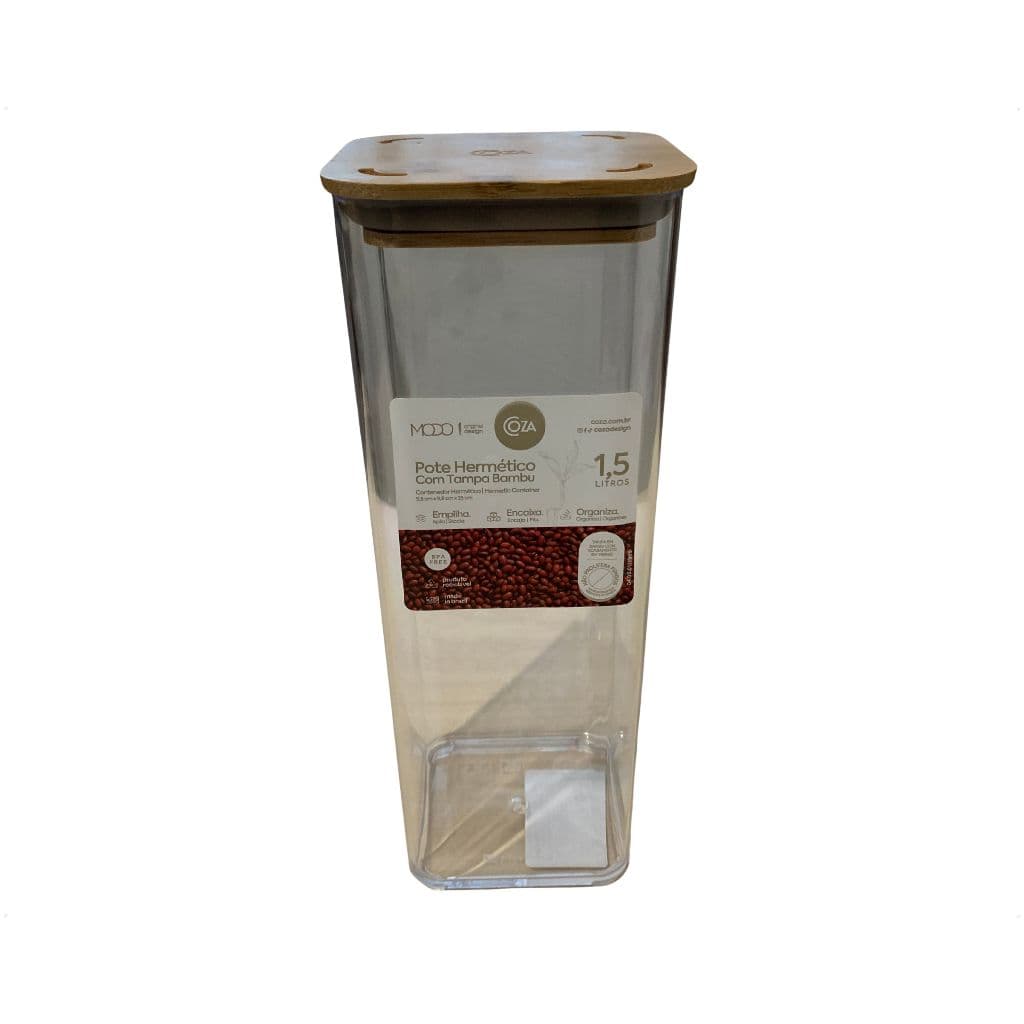 Pote Hermético Modo Bambu 1,5l Organização E Praticidade Transparente