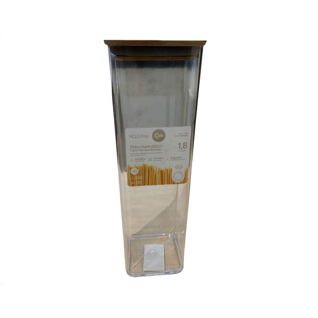 Pote Hermético Modo Bambu 1,8l Armazenamento Seguro Transparente