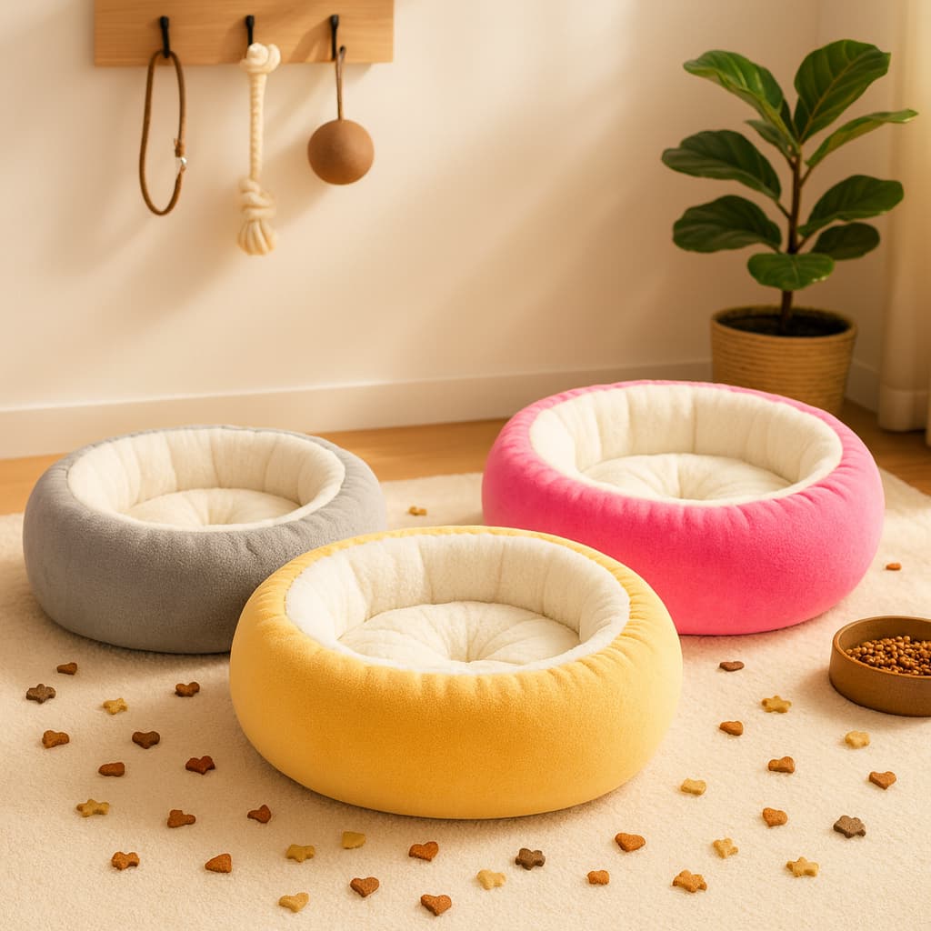 Caminha Redonda Pets Sherpa para Cães e Gatos Macia Quente Confortável Cama Pet Com Pelinho