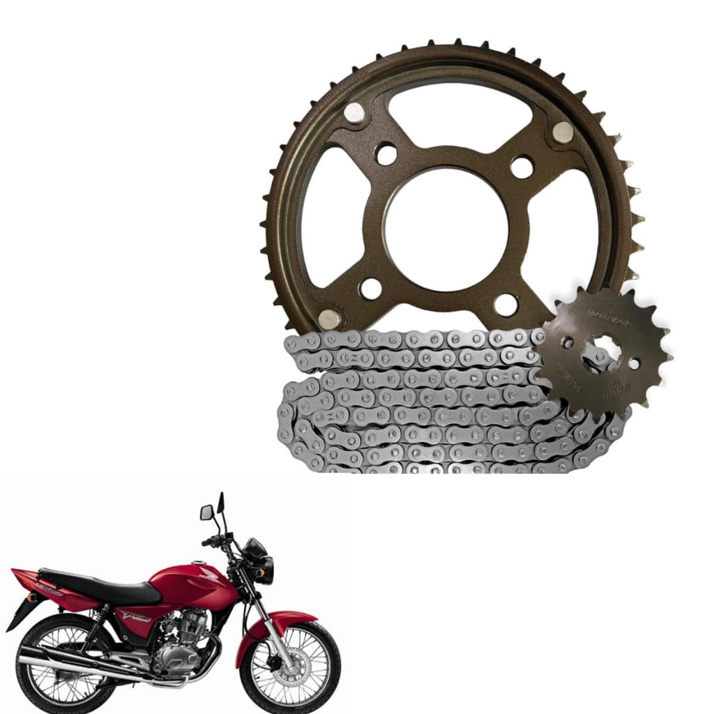 Kit Relação Transmissão Titan150 Fan150 Start150 Cargo150 Aço1045 Com Retentor Scud