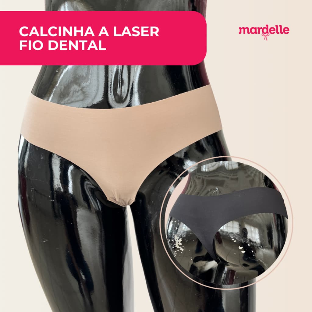 Calcinha Tanga Invisível Corte A Laser Preta Bege Nude