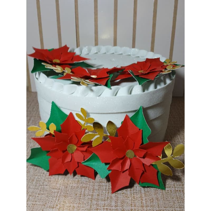 Flor natalina de papel para topo de bolo/ Topper flor de natal.Kit 5 unidades