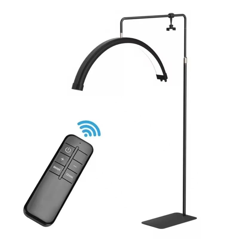 Luminária LED Arco Meia Lua Com Base 40W com Suporte Celular – Profissional para Maquiagem, Estética e Salão