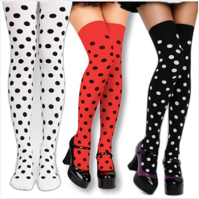 Meia 7/8 de Poá Com Bolinhas Coloridas Para Halloween e Fantasias Carnaval Confortável Longa