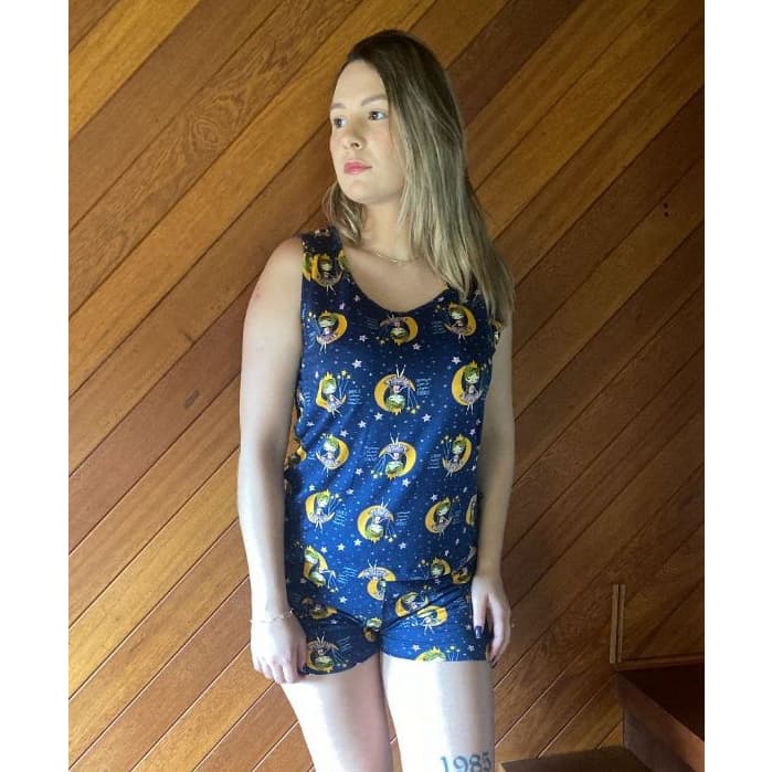 Pijama feminino baby doll suede short e regata