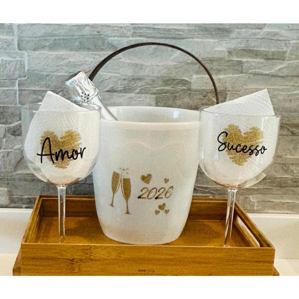 Kit Balde de Gelo e Taças Gin Personalizados Com Tema, Nome Festa Formatura Casamento Despedida solteira