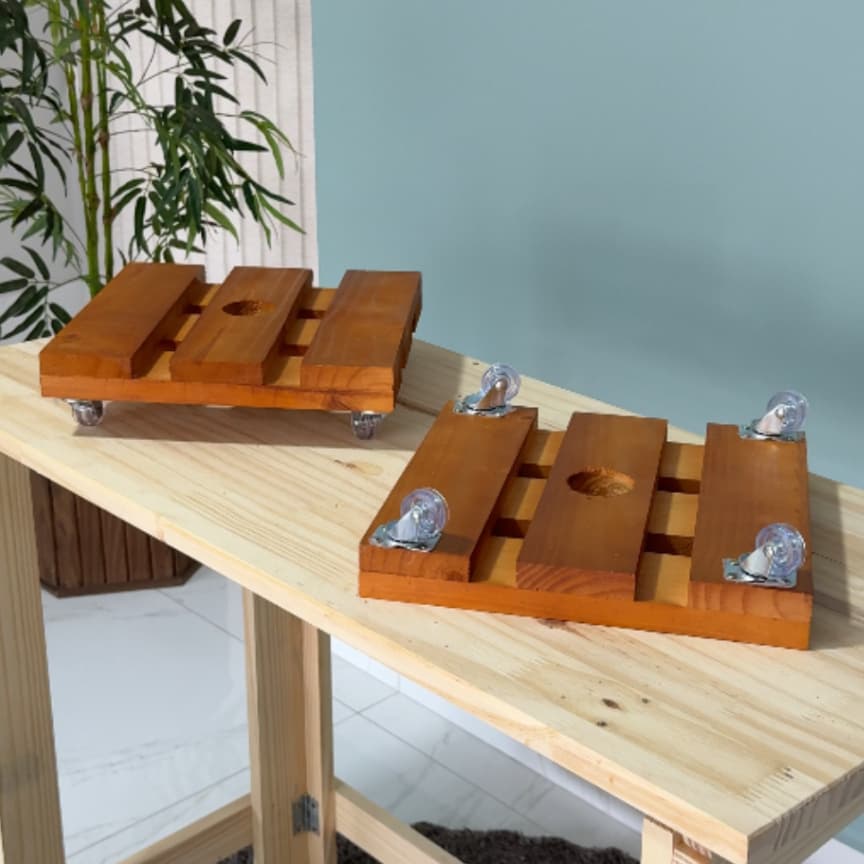 Suporte Para Vaso de Plantas Quadrado Rodinhas em Acrílico Cristal Vários Tamanhos