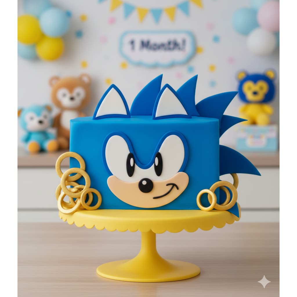 Topo Topper De Bolo tema Sonic
