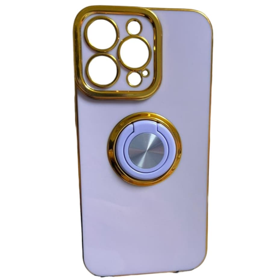 Capinha Para Celular de Acrilico Para I´phone 13 Pro Com Dedal Para Apoio Com  Detalhes Dourados Lilas Verde Azul