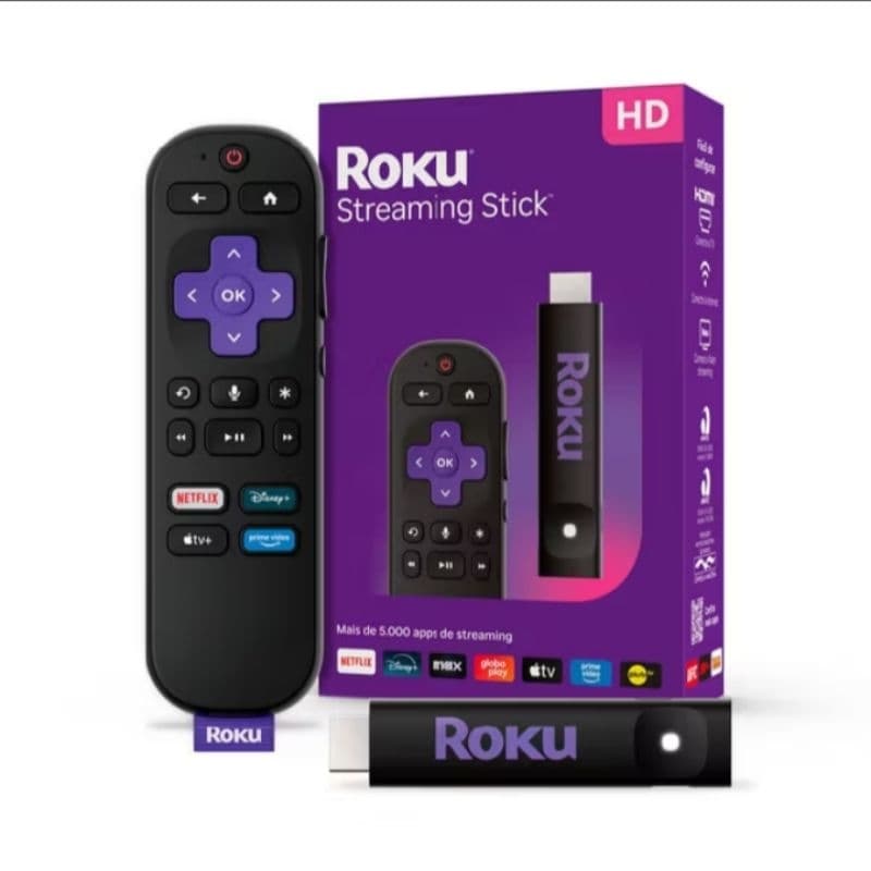 Roku streaming Stick TV Box Full HD controle por voz