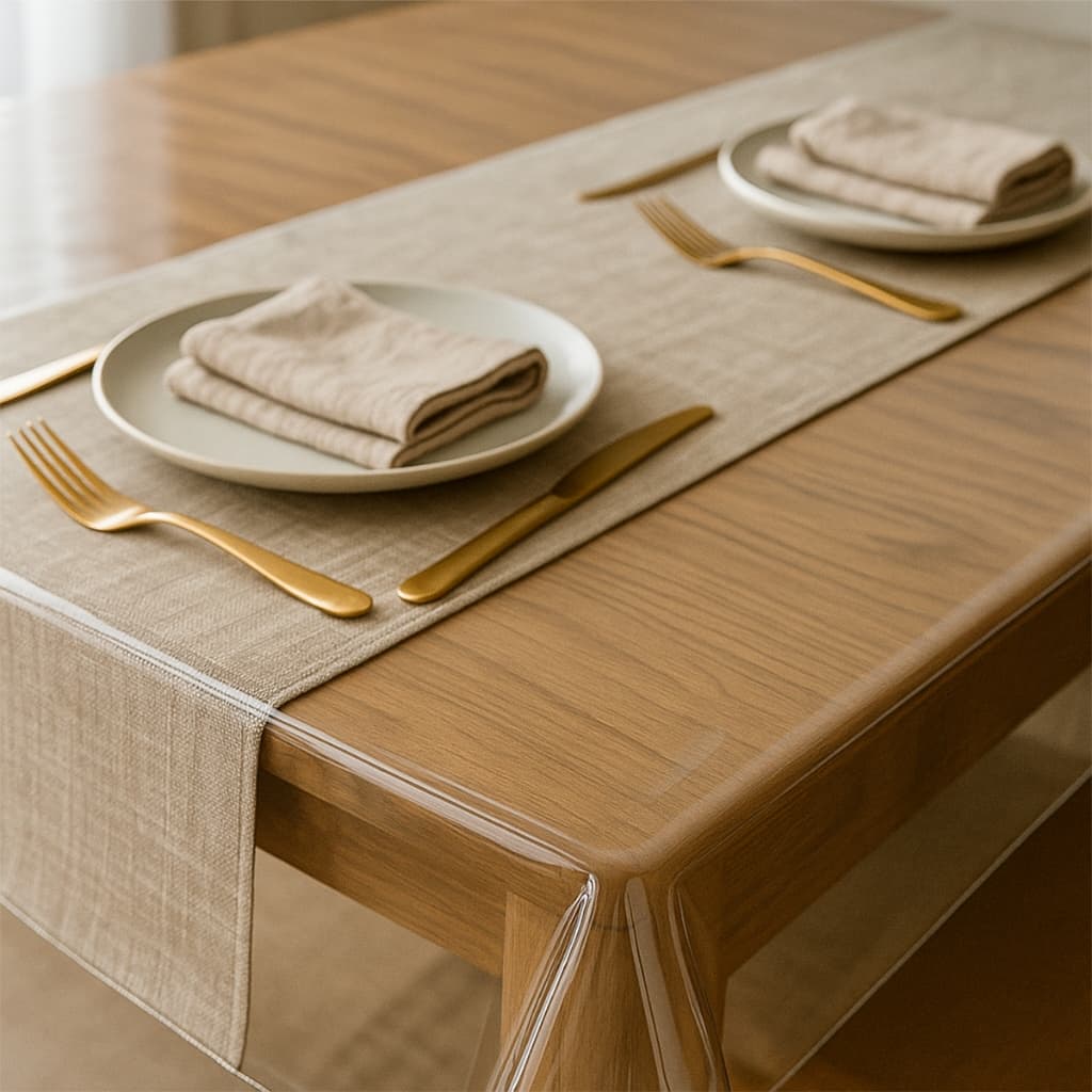 Toalha de Mesa Plastico Cristal Retangular  Impermeavel  4 6 8 Lugares Pvc Grande Decoração Cozinha