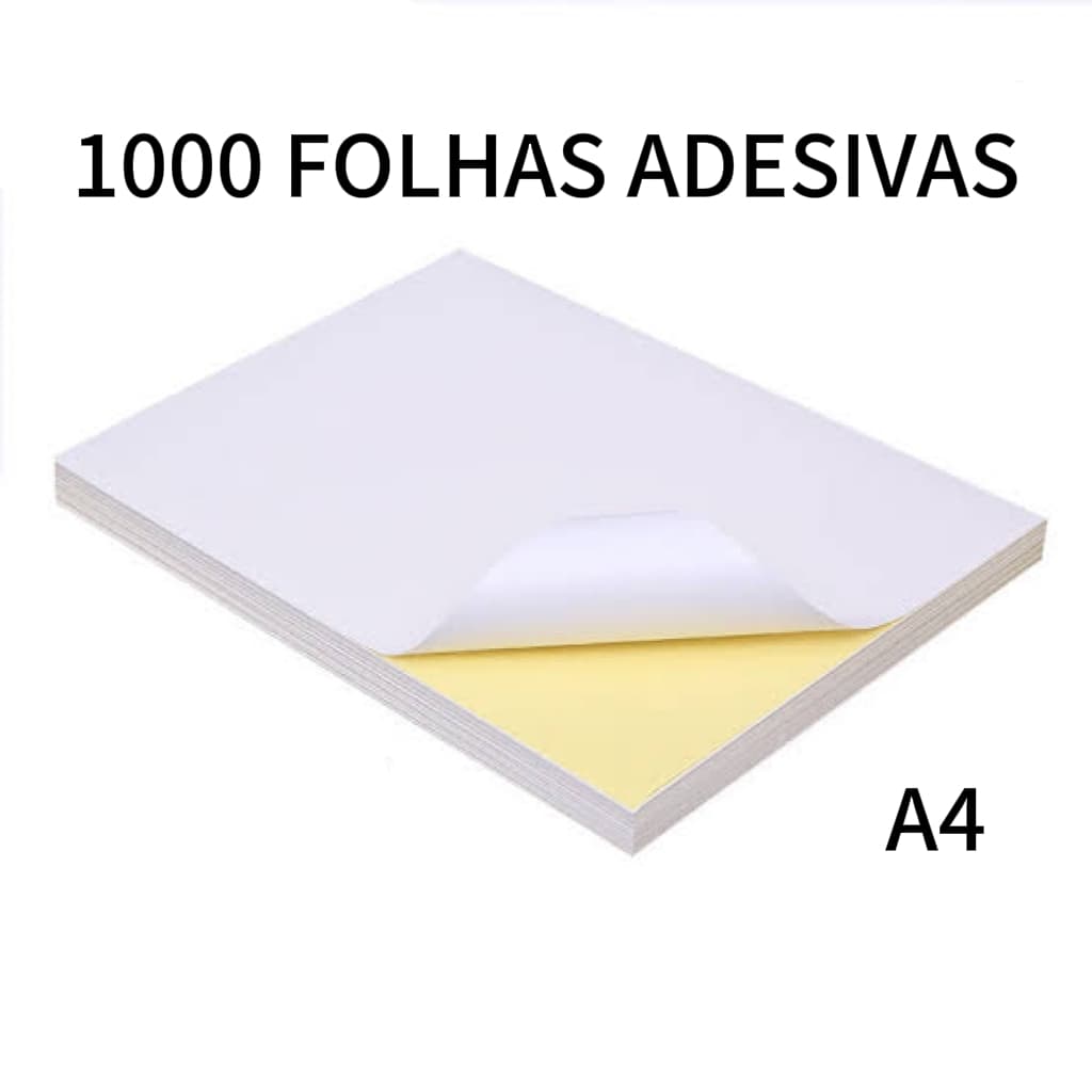 1000 Folhas A4 Papel Adesivo Branco Fosco de Etiqueta Pacote