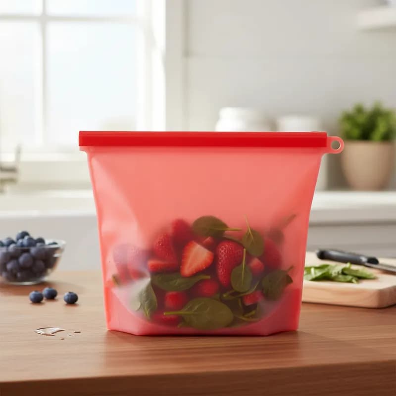 Saco de Silicone Reutilizável 1 Litro para Armazenar Alimentos Na Geladeira Diversas Cores