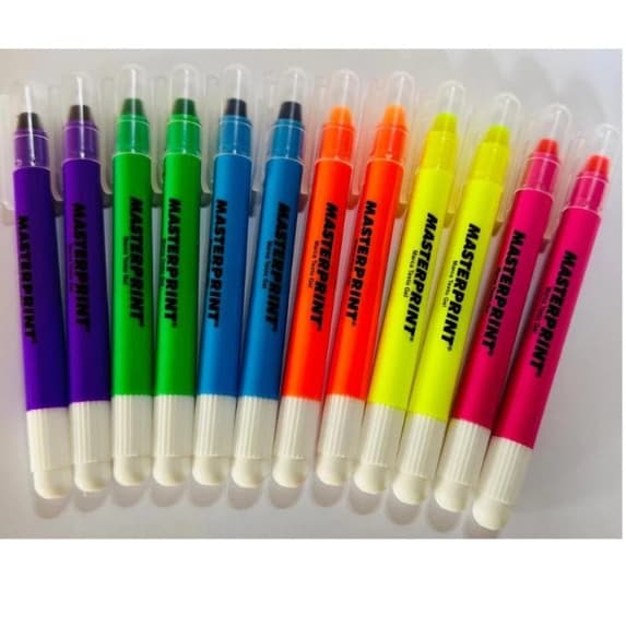 Kit 12 Canetas Marca Texto Gel Masterprint 2 Amarela 2 Laranja 2 Rosa 2 azul 2 roxa 2 verde