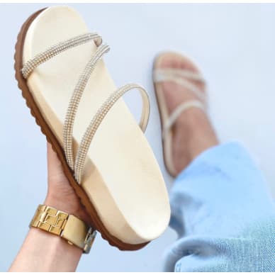 Rasteirinha Papete Birken Feminina Com Strass & Glitter 34 ao 39 OFERTA RELAMPAGO