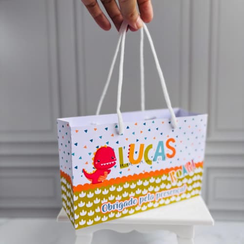 Pegue e Monte Sacolinha Personalizada Dino Baby | Sacolinha personalizada para lembrancinha | Lembrancinha