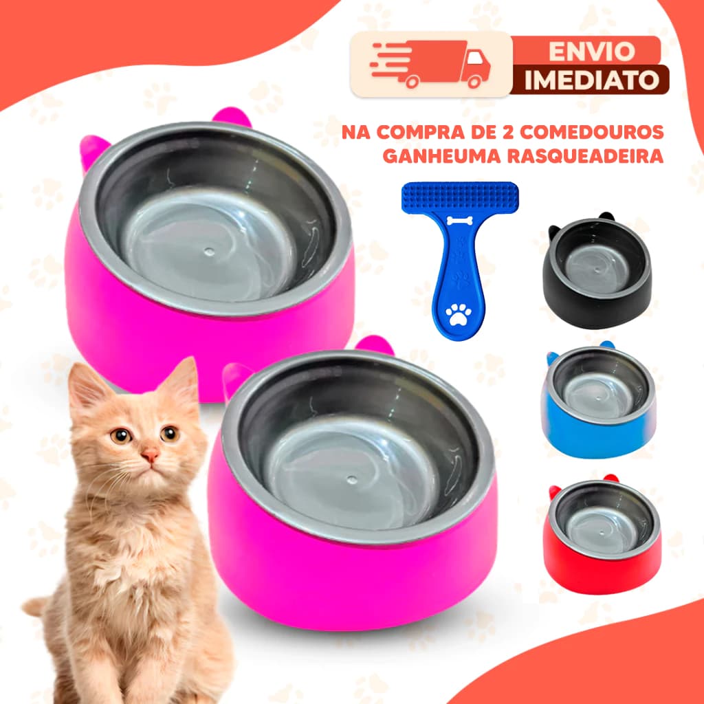 Comedouro Elevado Ergonômico Para Gatos Comedouro Pet Ração Gato Vasilha Potinho Ração Gato