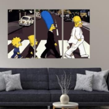 Kit 3 peças Sala, Quarto, Escritório Cozinha Área de lazer Decoração Plaquinha 20x30 Simpson Beatles