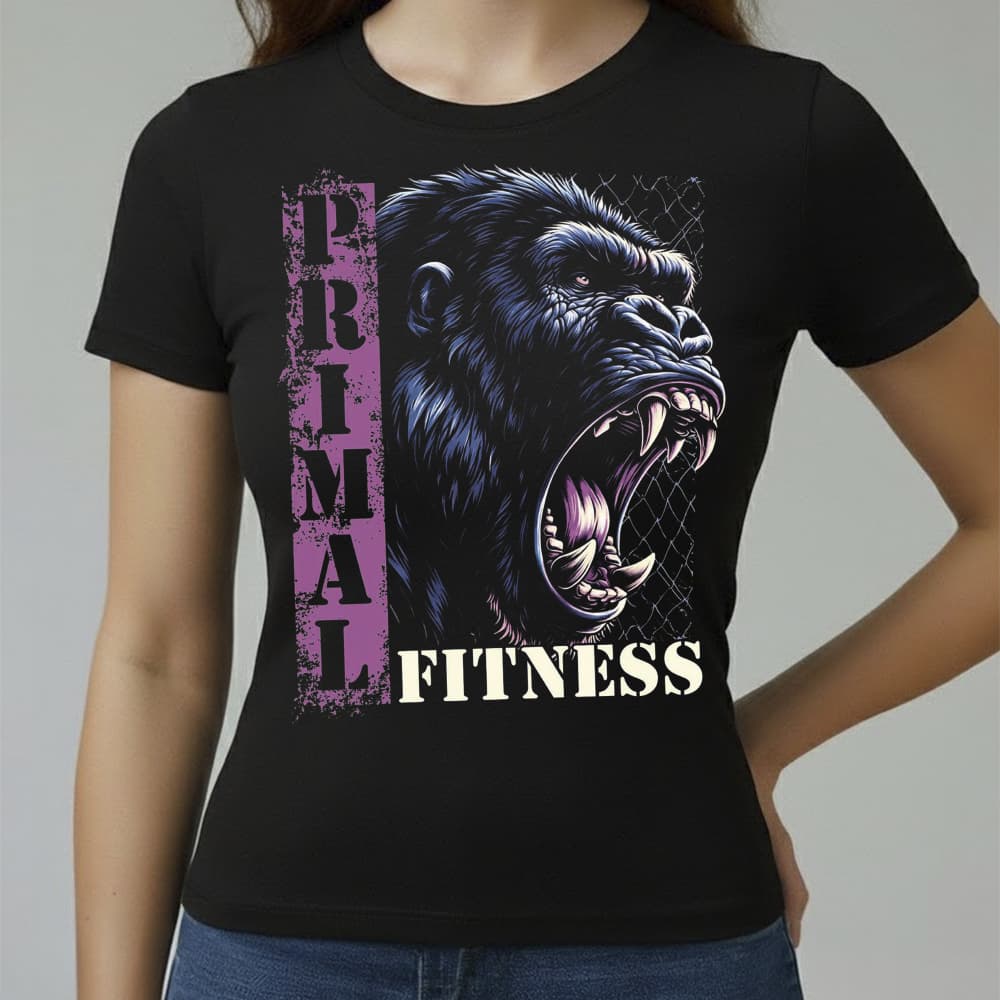 Camiseta Baby Look Feminina Algodão Conforto Qualidade Estampada Gorila Fitness Do Tamanho P ao GG