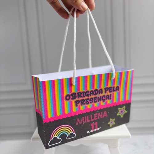 Pegue e Monte Sacolinha Personalizada Neon | Sacolinha personalizada para lembrancinha | FAZEMOS TODOS OS TEMAS
