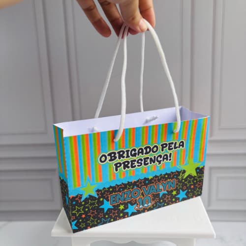 (pegue e monte) sacolinha personalizada neon menino | sacolinha personalizada para lembrancinha | lembrancinha