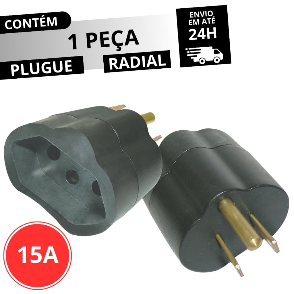 Plugue Adaptador Reverso Preto 15a Maciços Radial 1501.130