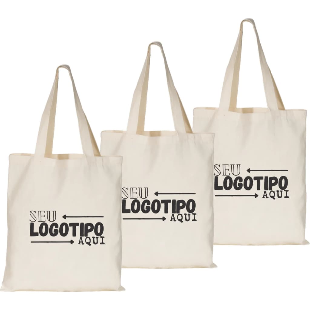 Kit 100 Sacolas Ecobag Algodão Personalizadas Com Logo 30x40