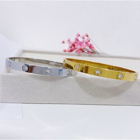Bracelete Pulseira Aço Inoxidavel com Brilho Prata Dourado