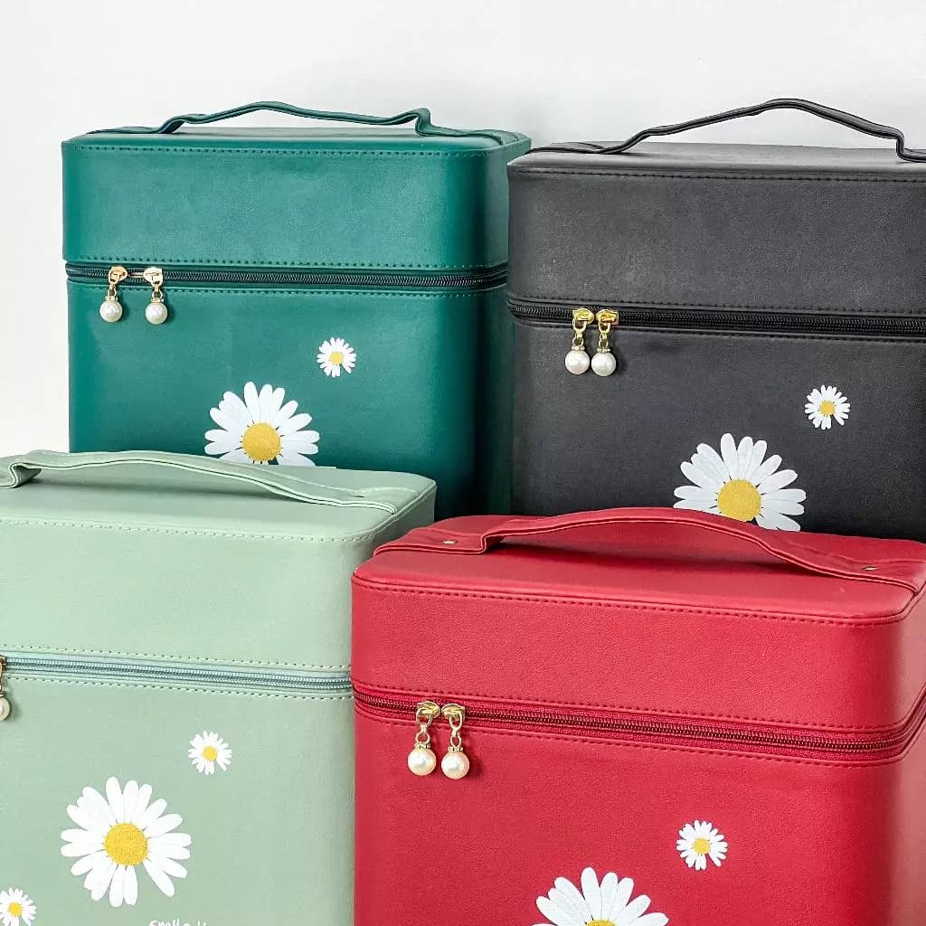 Maleta Organizadora de Maquiagem e Cosméticos Porta Acessórios com Espelho e divisória - KX801113