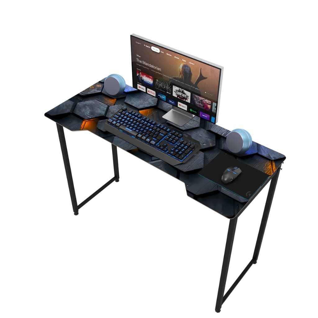 Escrivaninha Industrial Mesa Gamer Funcional Tampo Hexagonal Estampado Futurista Perfeita Setup Futurista Mod: Ship