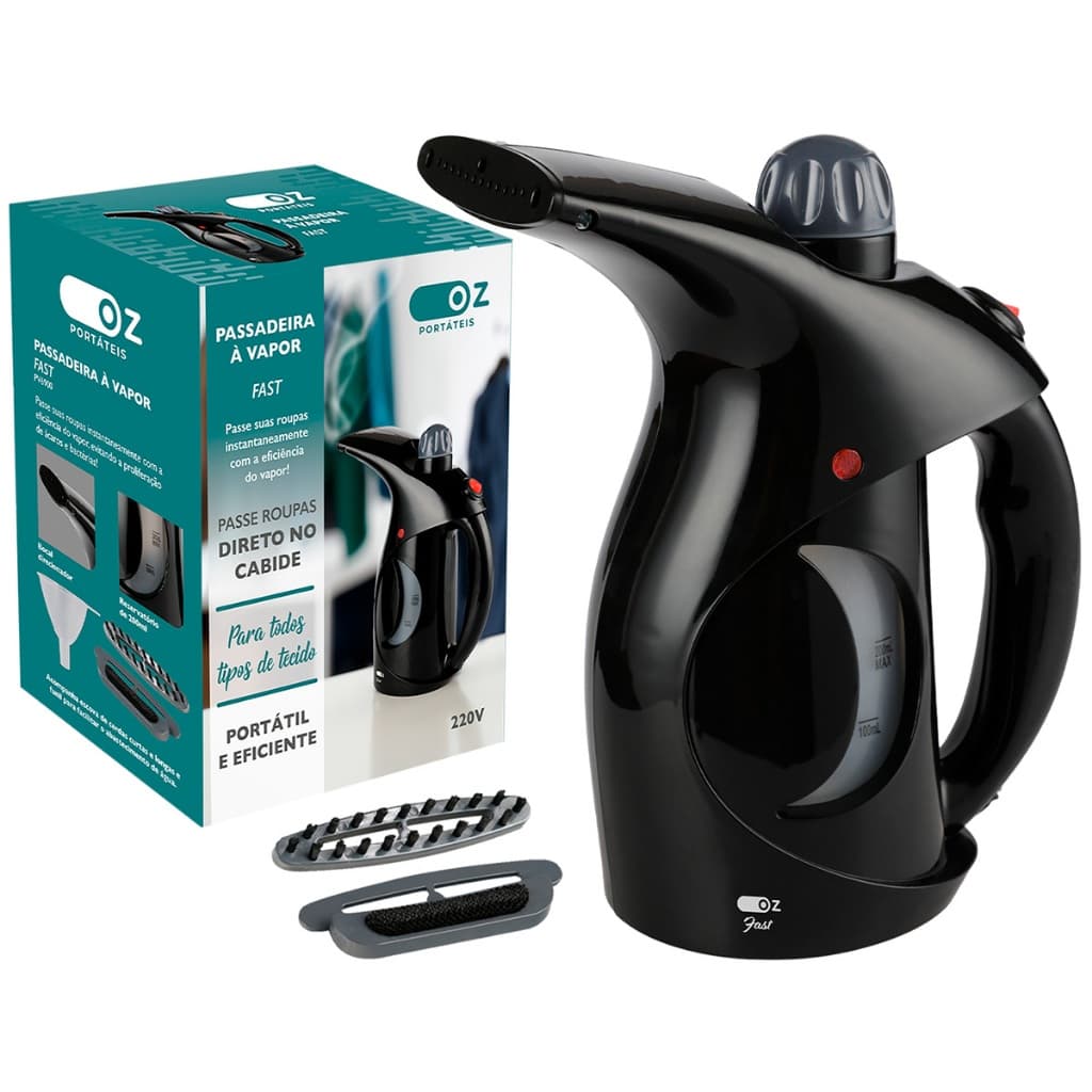 Passadeira A Vapor De Roupas Oz Portátil 800w Pratica Cor Preto