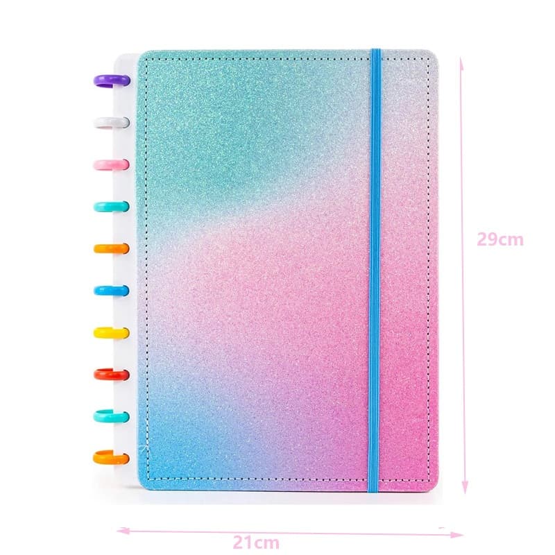 Caderno de Disco  Brilho  21X16 tipo Caderno Inteligente 80 Folhas Reposicionáveis Refil Caderno Volta Aulas