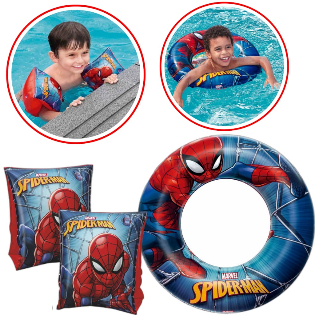 Kit Boia Infantil Criança Homem Aranha Boia de braço + Boia Redonda MOR