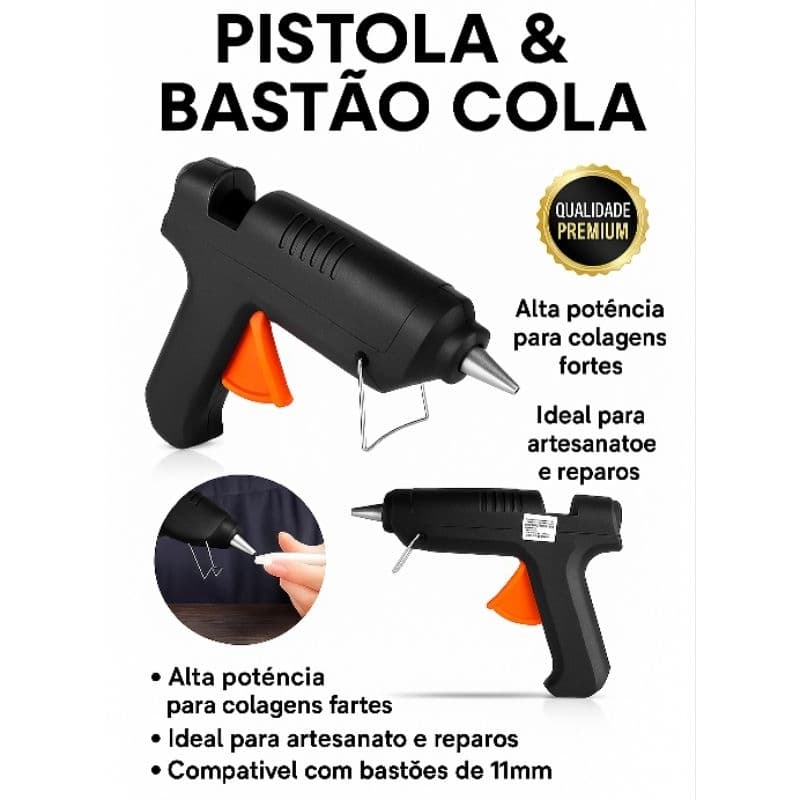 Pistola Cola Quente ou Aplicador Cola em Bastão Grande Bastão Grosso 40w ou Média 10W Bastão 7mm