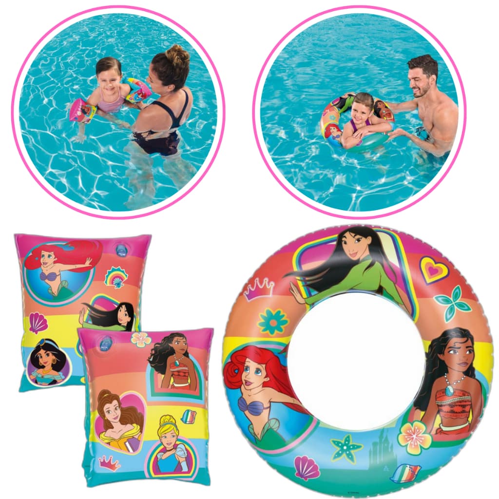 Kit Boia Infantil Criança Princesas Disney Boia de Braço + Boia Redonda
