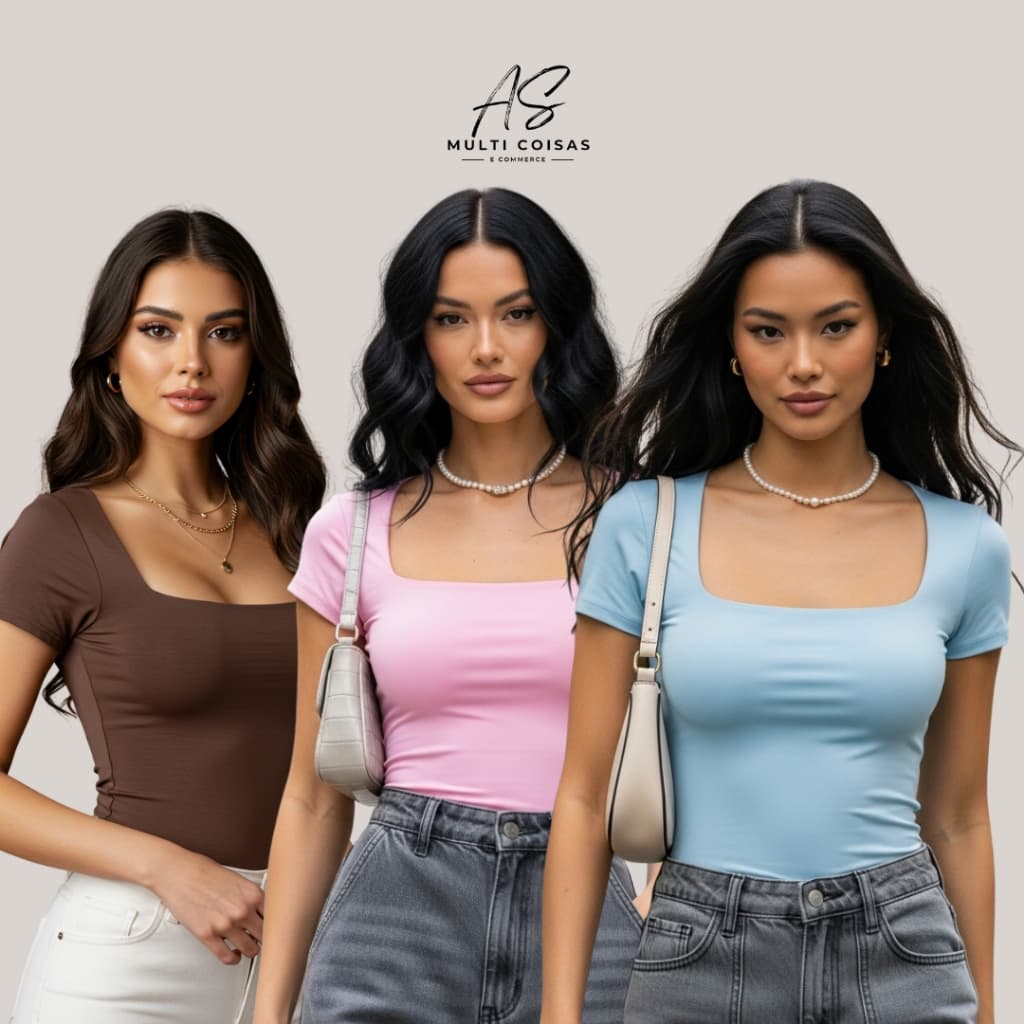 Kit 3 Blusinha Baby Look - Novidade Direto Da Fabrica Tecido Suplex Moda Feminina