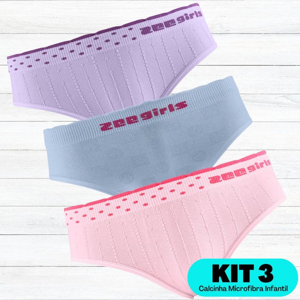 Kit Com 3 Unidades De Calcinha Infantil Menina Zee Rucci
