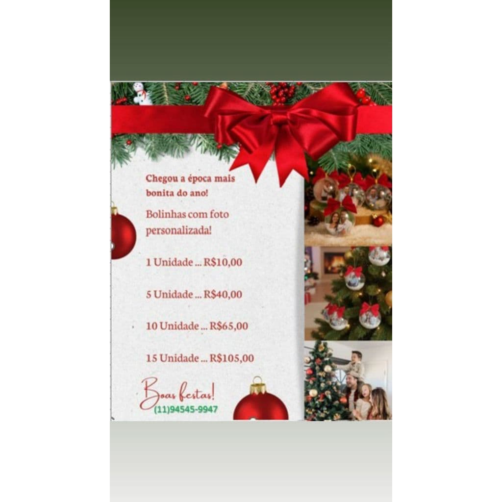 kit 10 Bolinhas Personalizadas de Acrílico para Árvore de Natal. Frente e Verso. Esfera, bolas