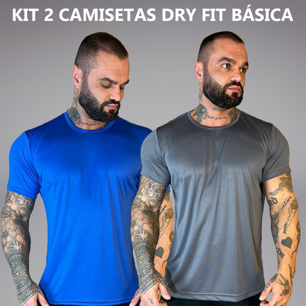 Kit 2 Camisetas Dry Fit Masculina - Casual - Treino - Academia - Esportes - Exercícios - Corrida