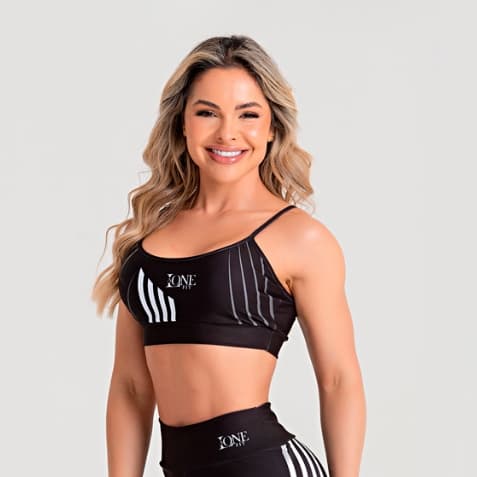 Top Feminino de Academia Blackout Alta Sustentação Forro Duplo Zero Transparência VELVET - LAONEFIT