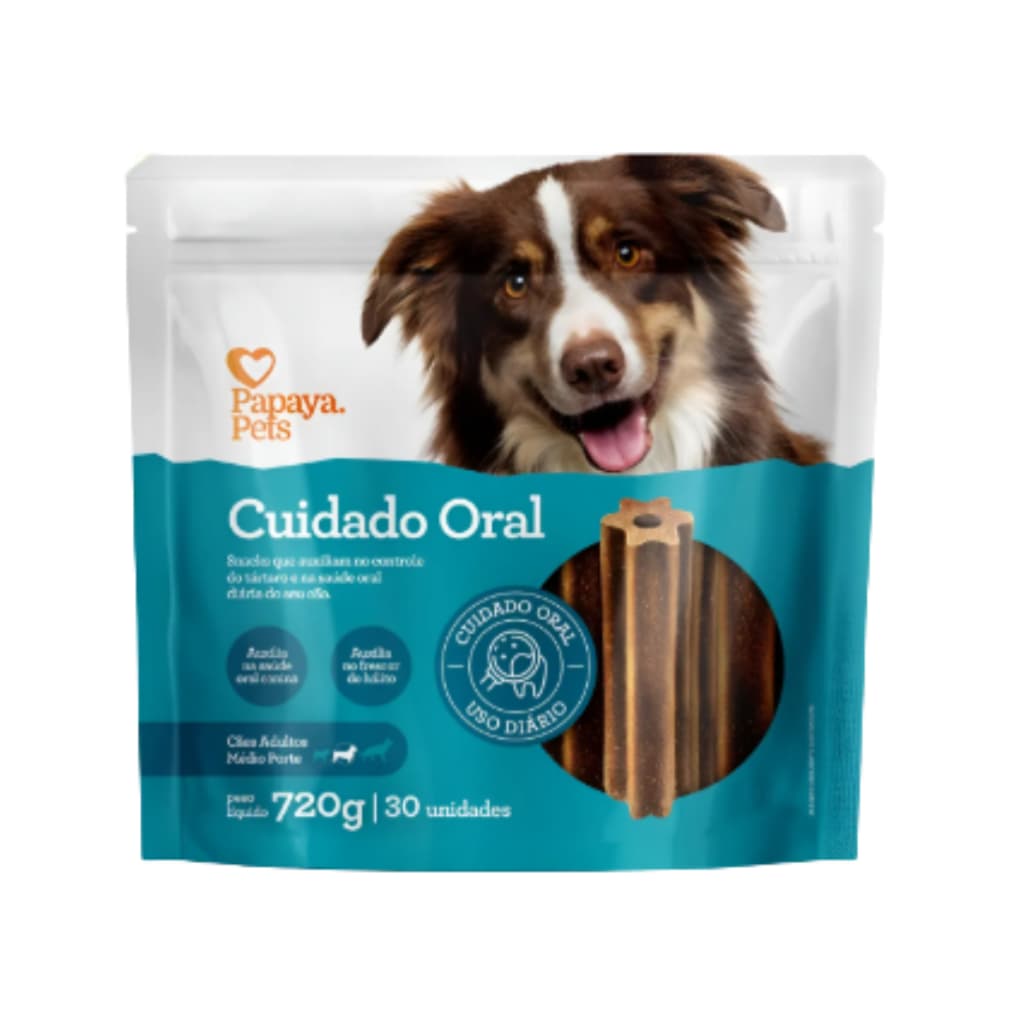 Petisco Snacks Cuidado Oral para Cães Adultos de Porte Médio - Papaya Pets 720g