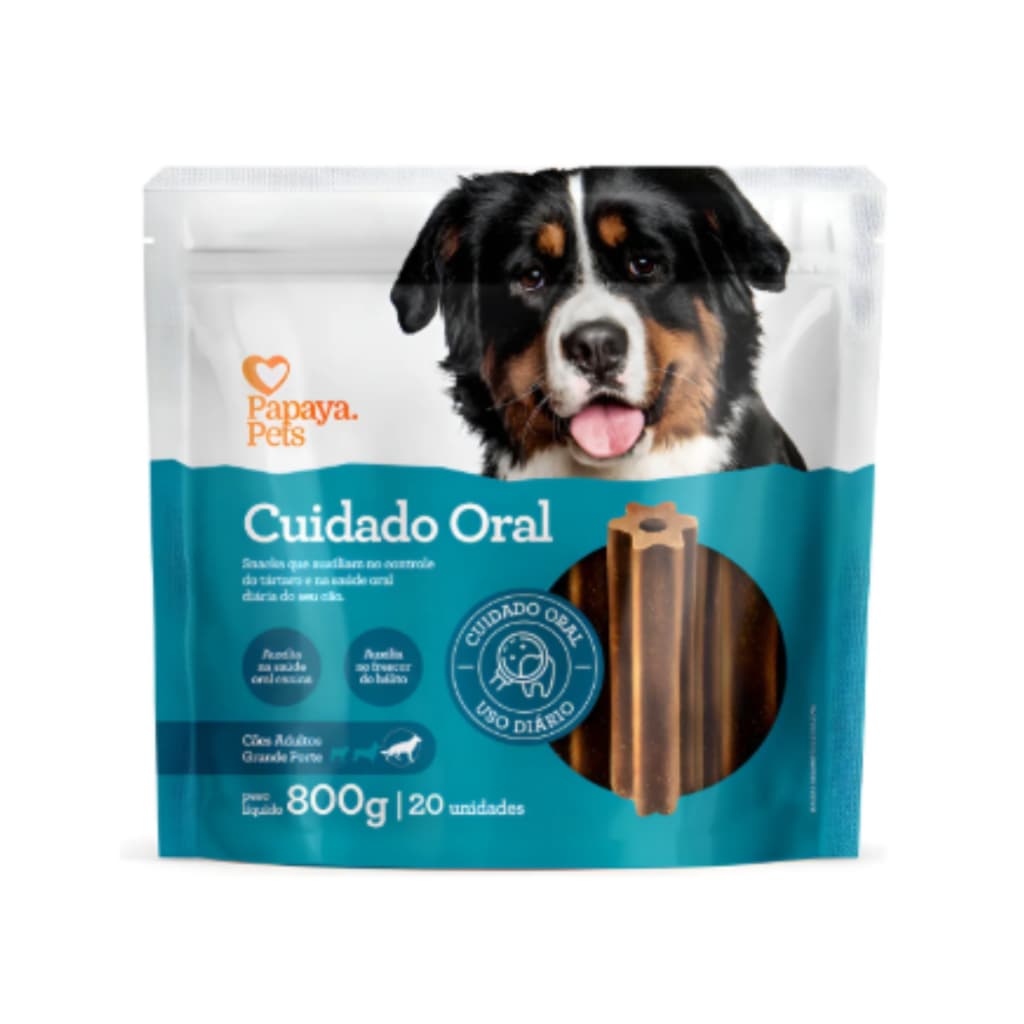 Petisco Snacks Cuidado Oral para Cães Adultos de Porte Grande - Papaya Pets 800g