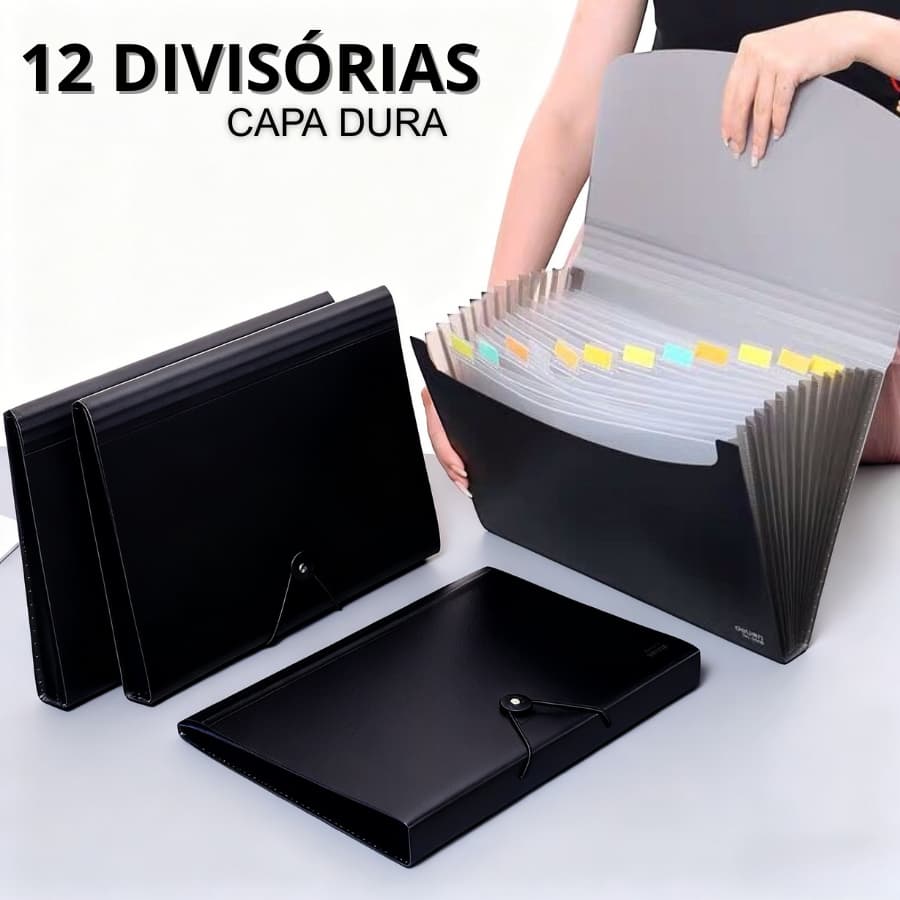 Pasta Sanfonada Com 12 Divisórias A4 Tom Pastel Impermeável