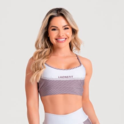 Top Feminino Academia Blackout Alta Sustentação Forro Duplo Zero Transparência BRIGADEIRO - LAONEFIT