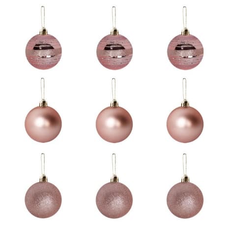 Bola de Natal Encanto Rose 5cm 9 Peças