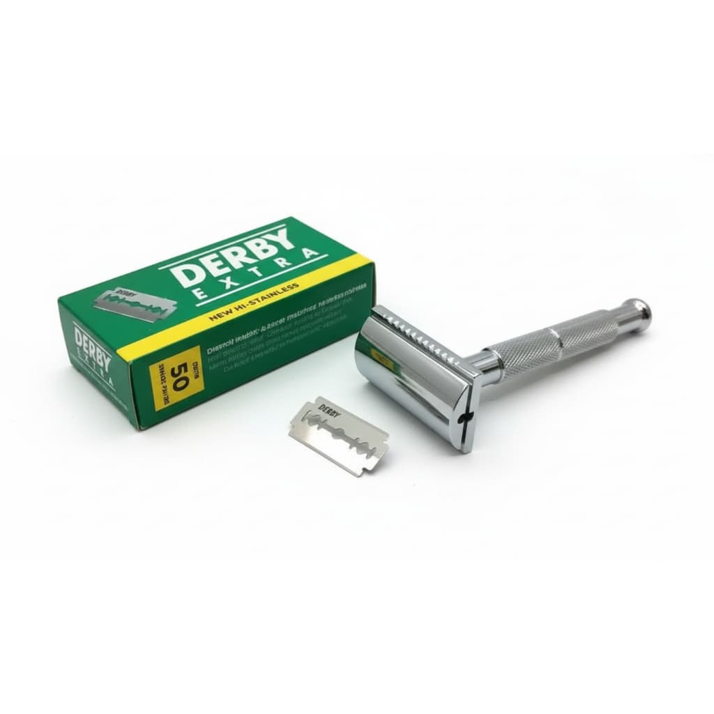 Lâmina de Barbear Corte Suave e Preciso aço inox – Cartela com 50 Unidades Original Derby Extra Platinum .