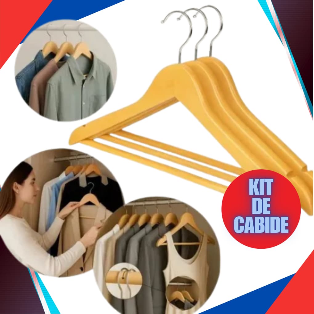 conjunto de 12 Até 30 Cabide De Madeira Marfim Para Roupas Calça Gancho Cromado