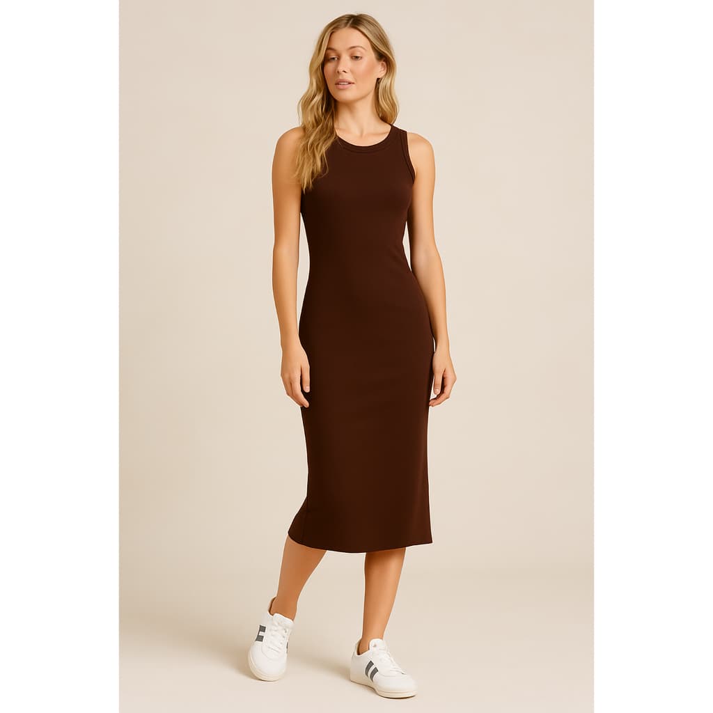 Vestido Midi Regata em Ribana com Fenda – Do P ao GG, 9 Cores Confortável e Estiloso Canelado Ribana Premium
