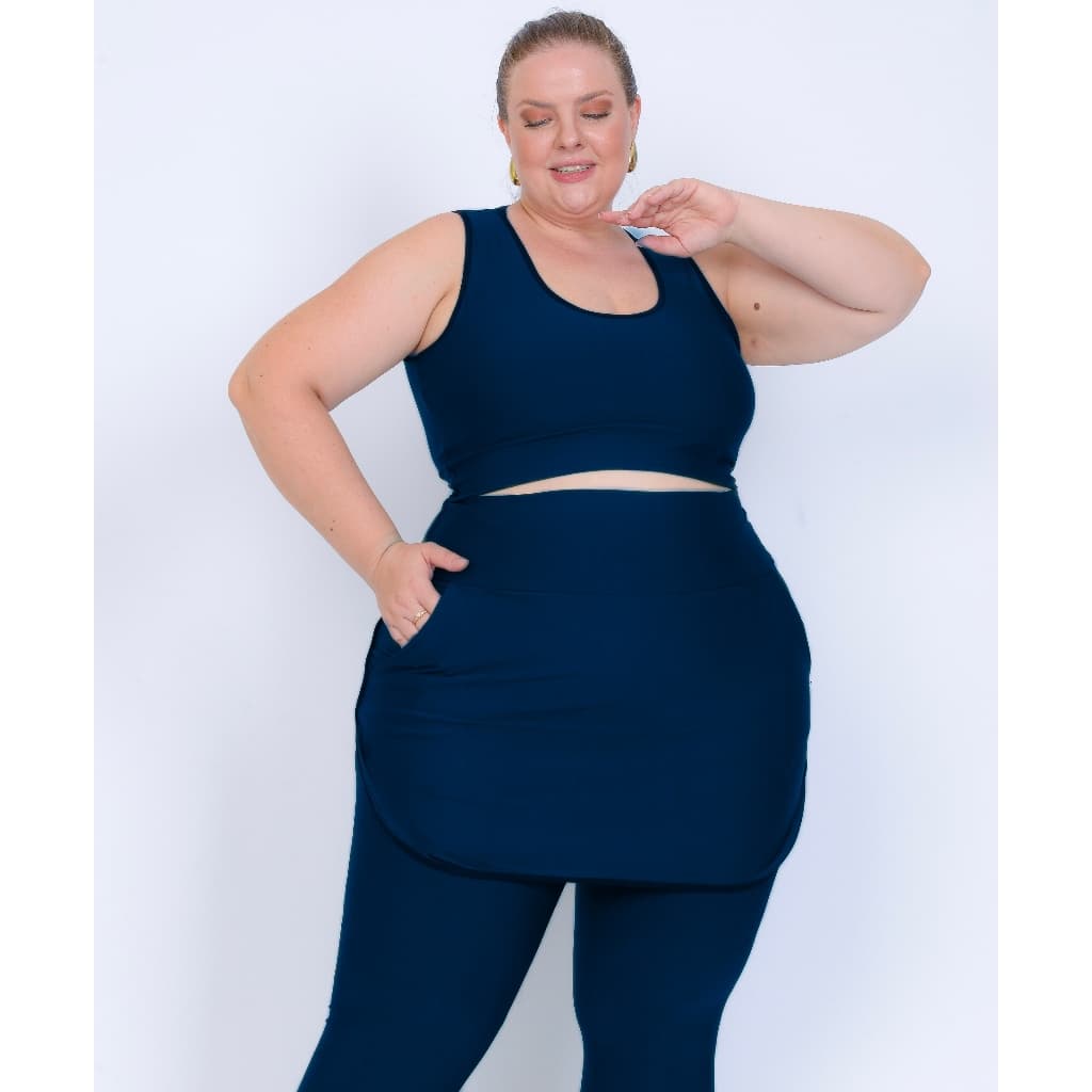 Conjunto Fitness Plus Size Calça Alta Cintura Modeladora Top Reforçado G1 e G2 Suplex