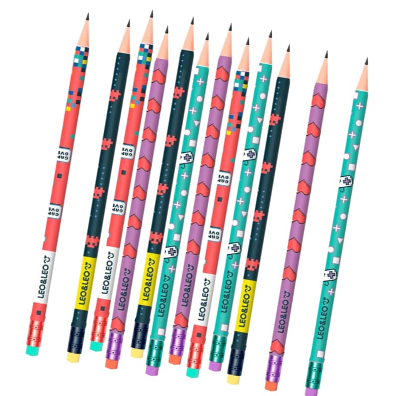 Lapis Preto Com Borracha 3 ou 12 Unidades Lapis De Escrever Estampado Grafite HB Leo Leo